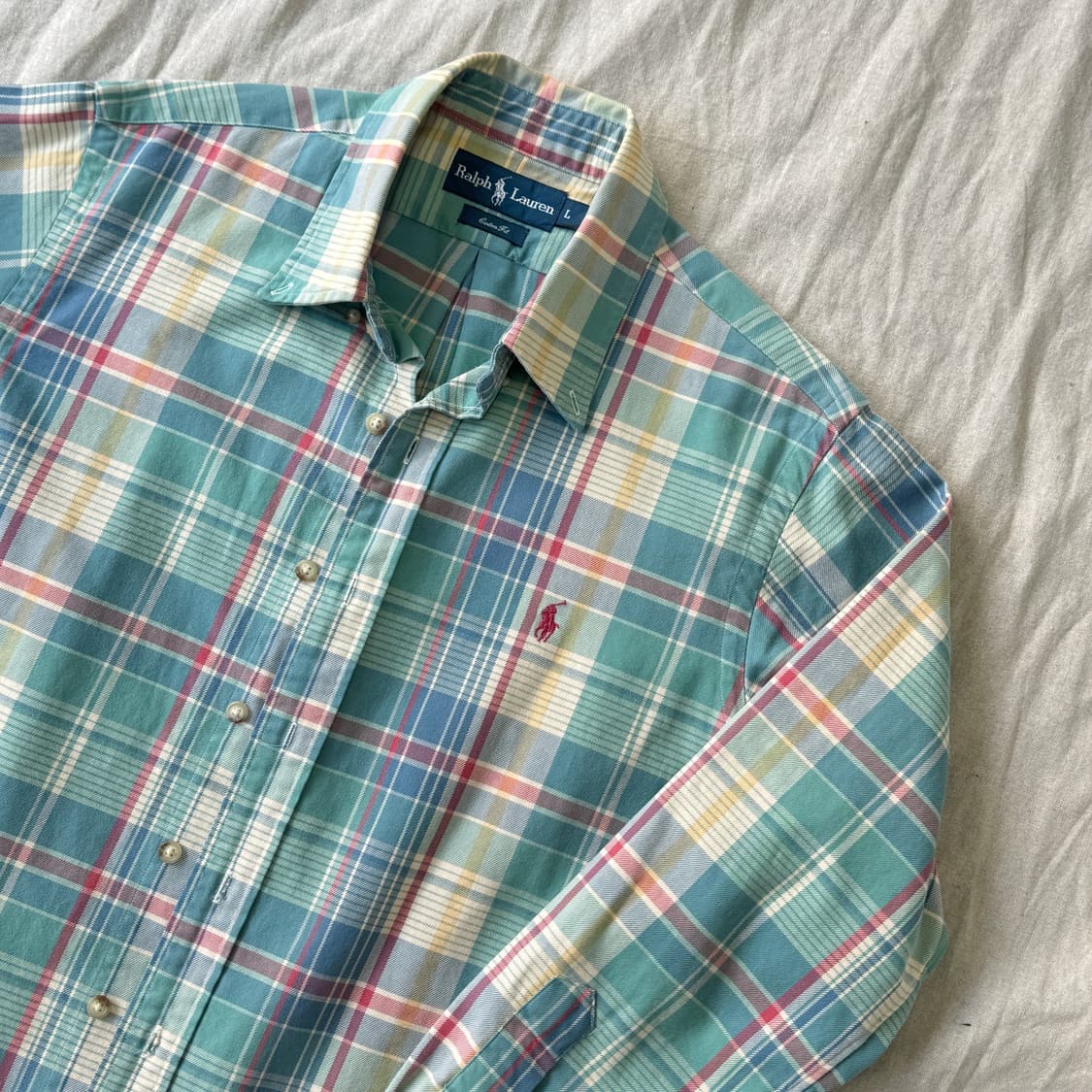 폴로랄프로렌 민트핑크 파스텔 체크셔츠 L 상품이미지2
