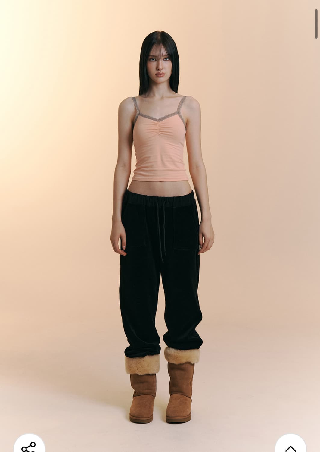 (새상품,택 있음) 플리즈노팔로우 나시 meli 레이스 셔링 슬리브 탑  상품이미지3