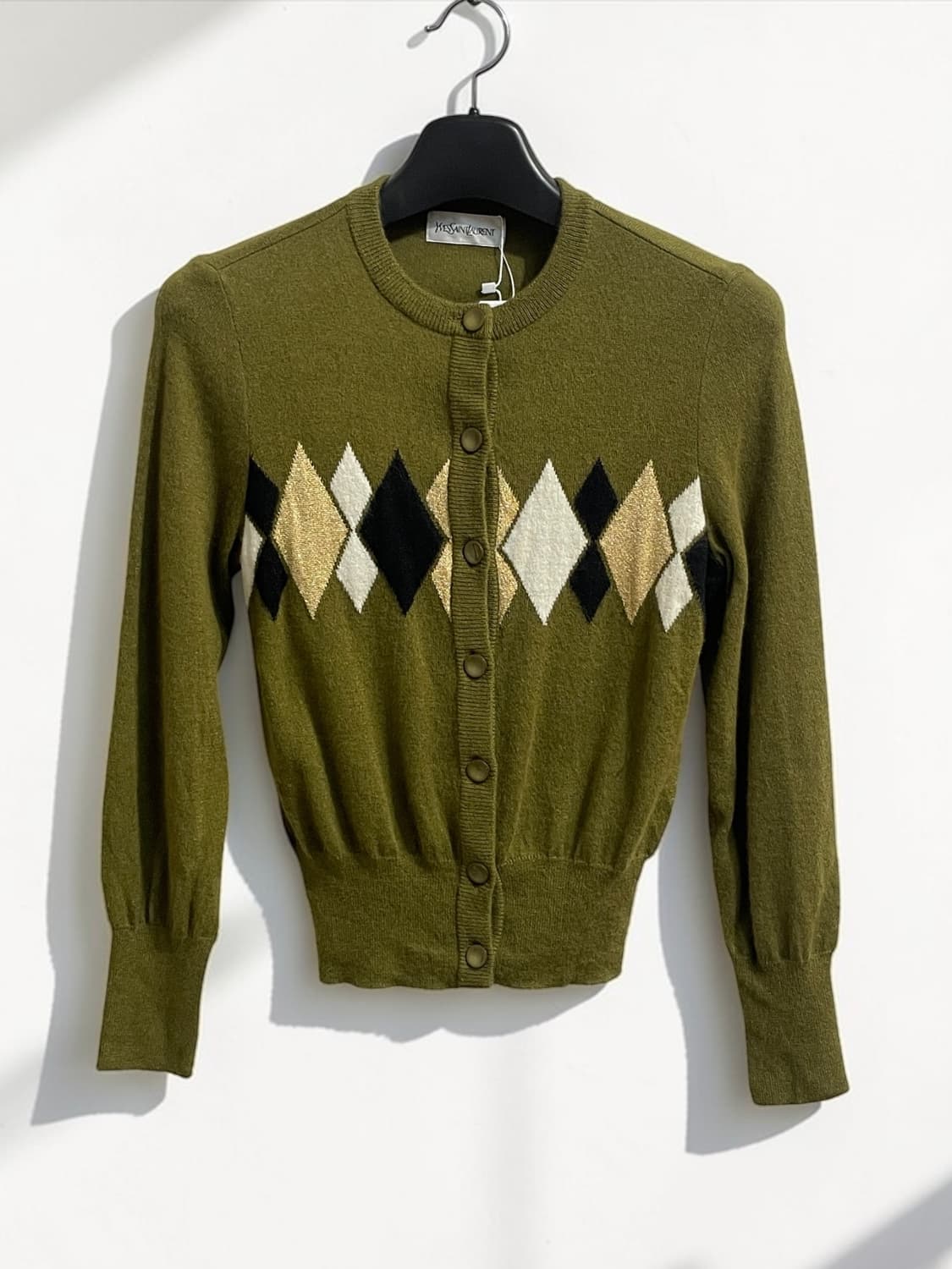 입생로랑 아가일 니트 가디건 상품이미지1