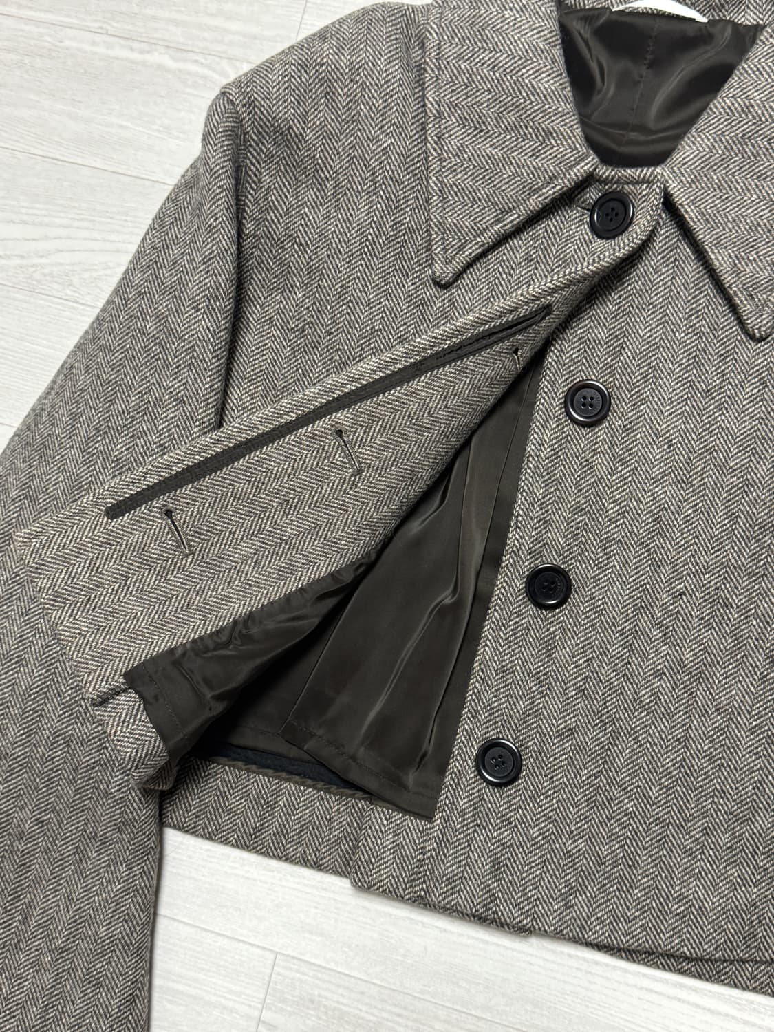 아모멘토 크롭 와이드 코트 브라운 상품이미지6