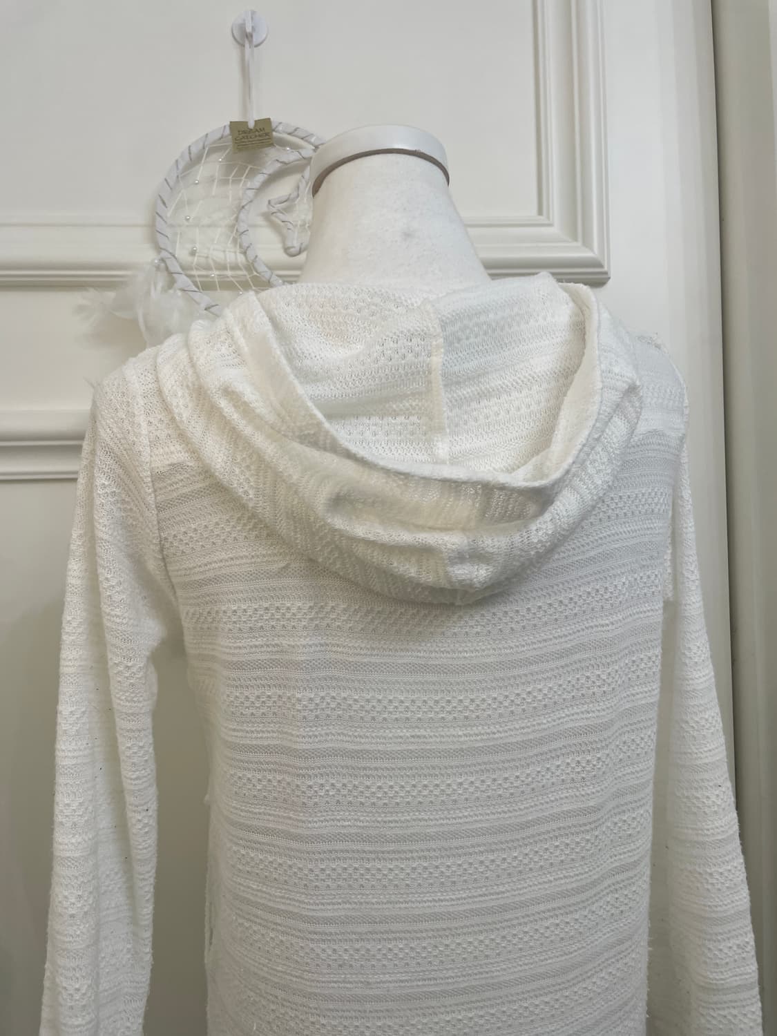 white navy logo lace crochet hoodie-zip 상품이미지4