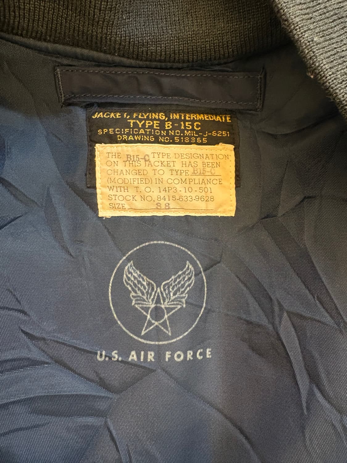미 공군 B-15C 플라이트 자켓 상품이미지3