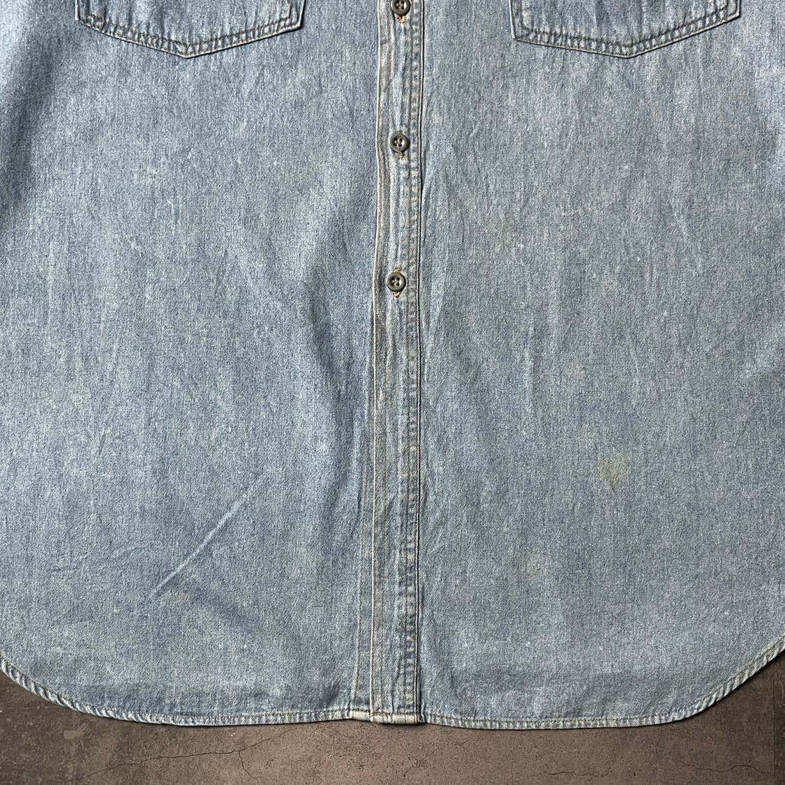 FLUID 빈티지 레더 트리밍 투톤 코튼 데님셔츠 A00417 상품이미지3