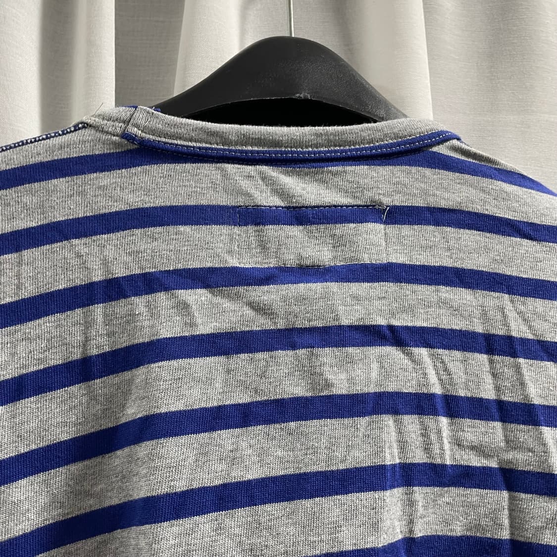 이얼즈어고/ 오버사이즈 바스크 코튼 스트라이프 티셔츠 그레이블루/ L 상품이미지7