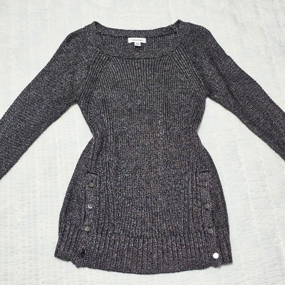 캘빈클라인 빈티지 헤비메탈 트임 블랙글리터 니트 상품이미지2