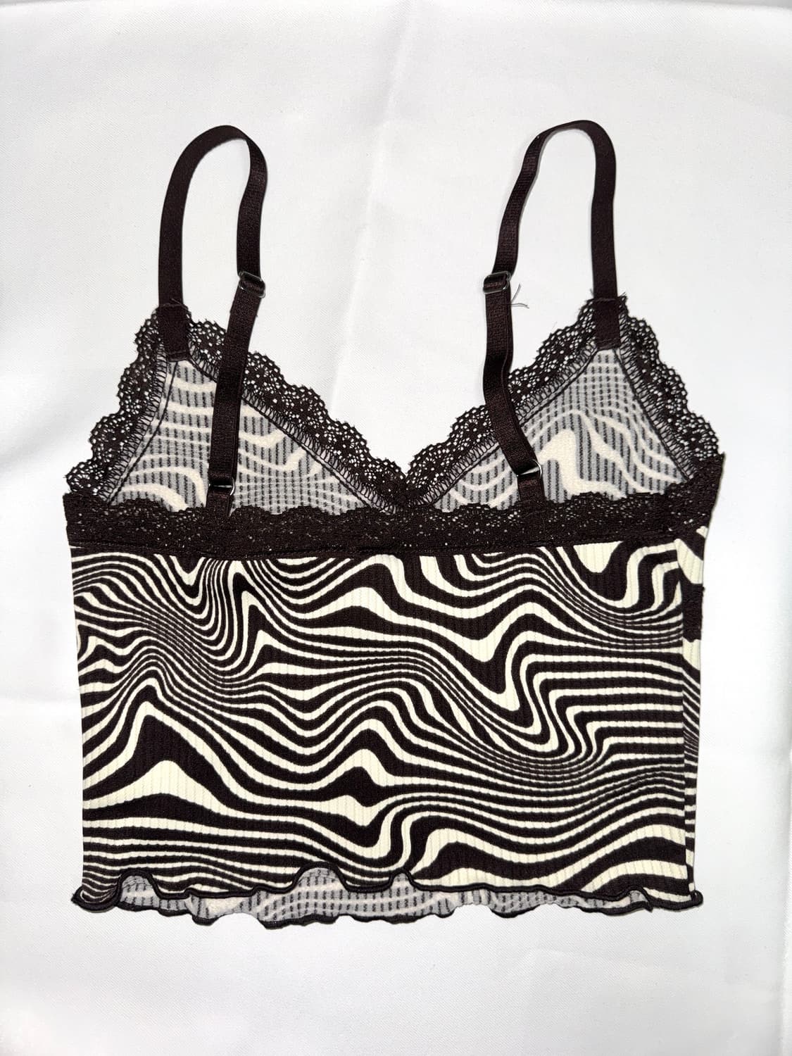 H&M) 패턴 레이스 슬리브리스 크롭탑 상품이미지2