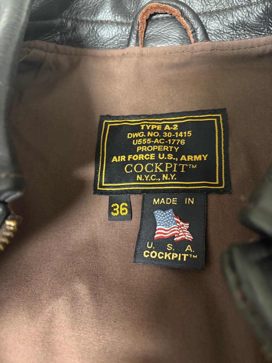 (36size) 콕핏 a-2 차심 홀스하이드 가죽자켓 상품이미지3