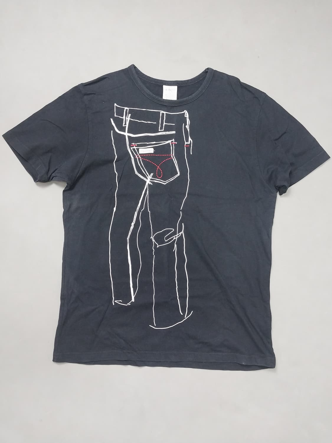 [L] 캘빈클라인 진스 드로잉 데님 그래픽 반팔 티셔츠 상품이미지1