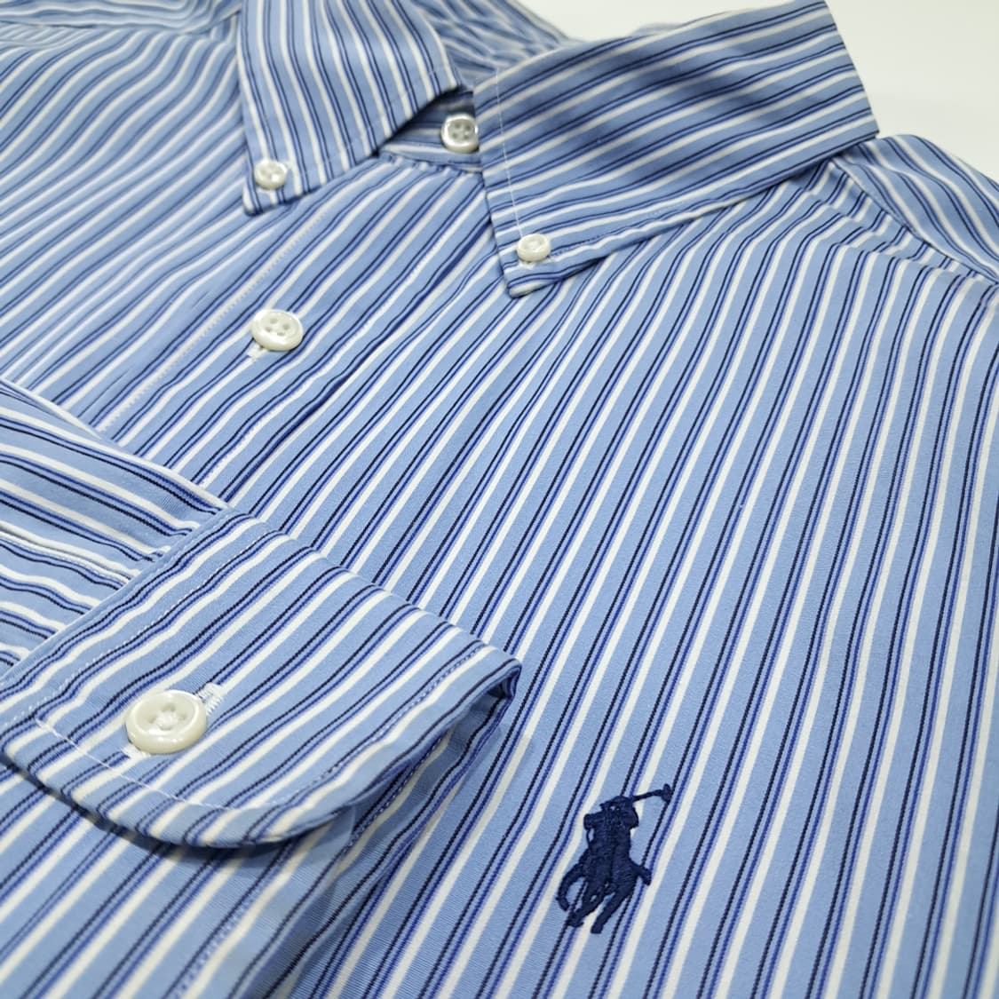CL796 L 폴로 00s 블루 스트라이프 버튼다운 셔츠 남방 상품이미지4