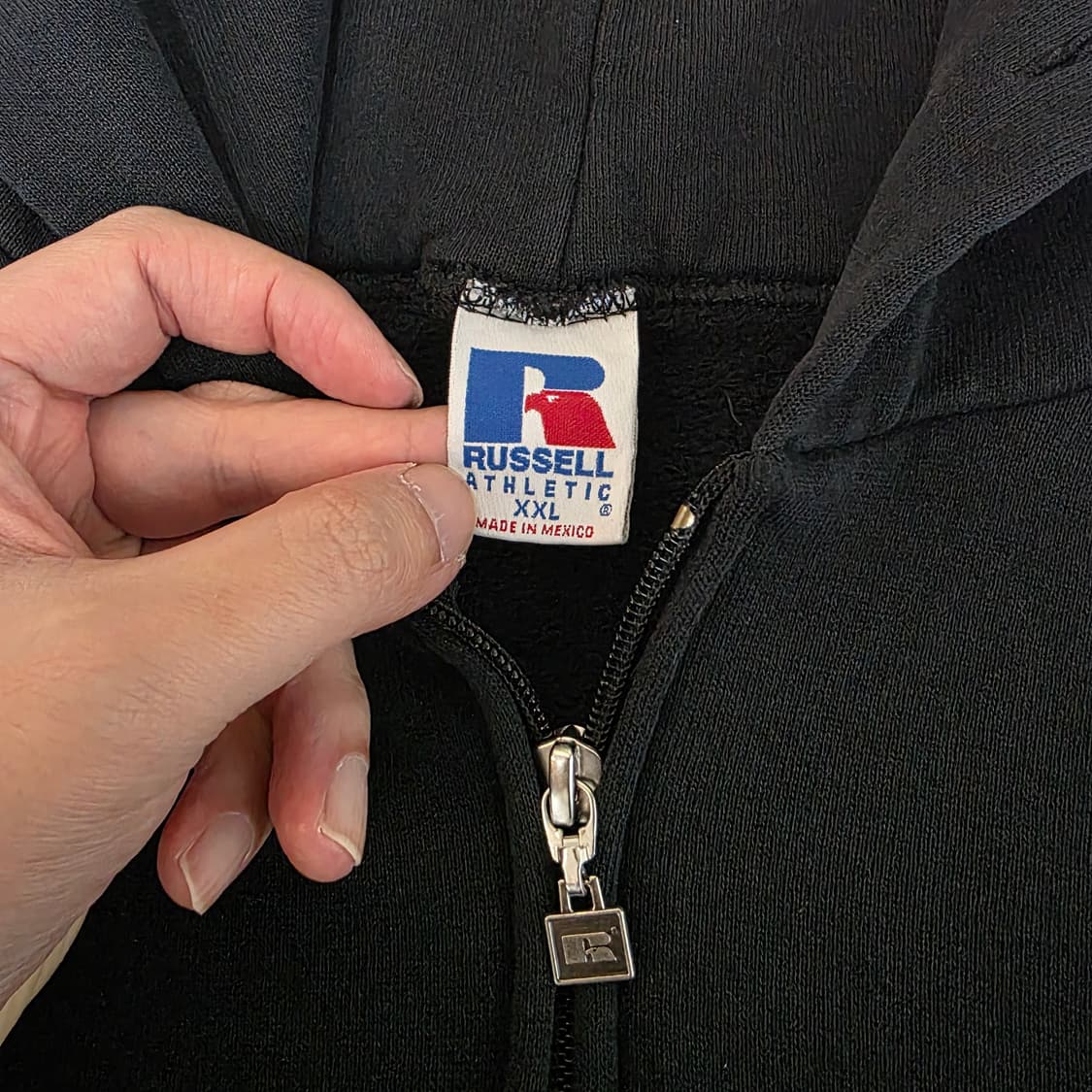 [XXL] 90s 빈티지 러셀 애슬레틱 후드집업 블랙 ver. 데미지 상품이미지7