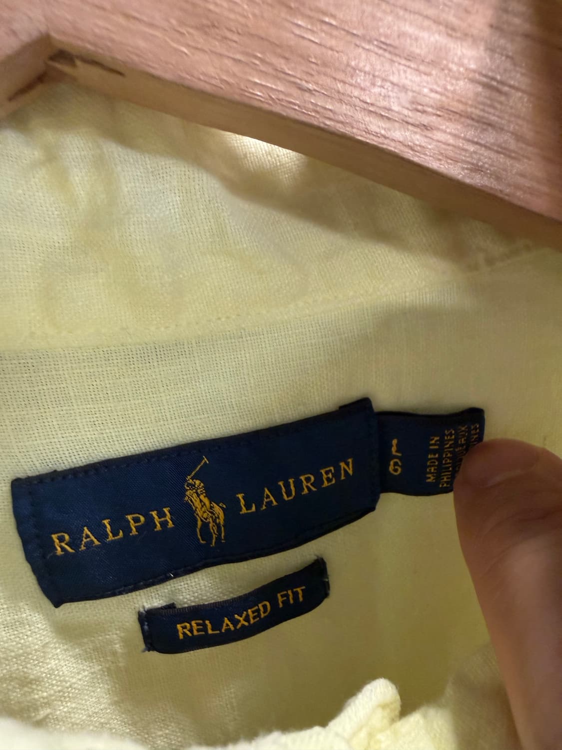 L 폴로 랄프로렌 POLO 린넨 버튼다운 셔츠 형광 레몬그린 상품이미지5