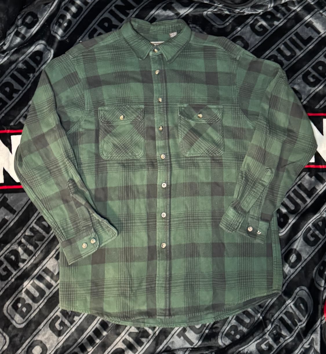 아크릴릭 체크 셔츠 그린 상품이미지1