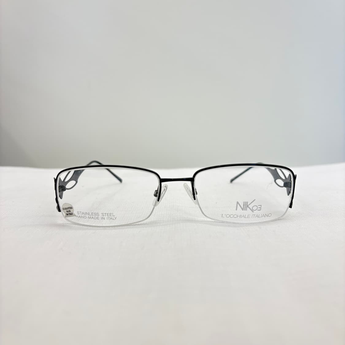 NIKOE 블랙 사각 반무테 빈티지안경  상품이미지1