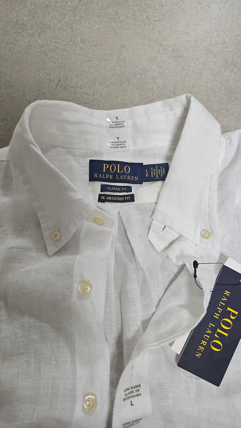 새상품 폴로 랄프로렌 린넨셔츠 L 화이트 상품이미지1