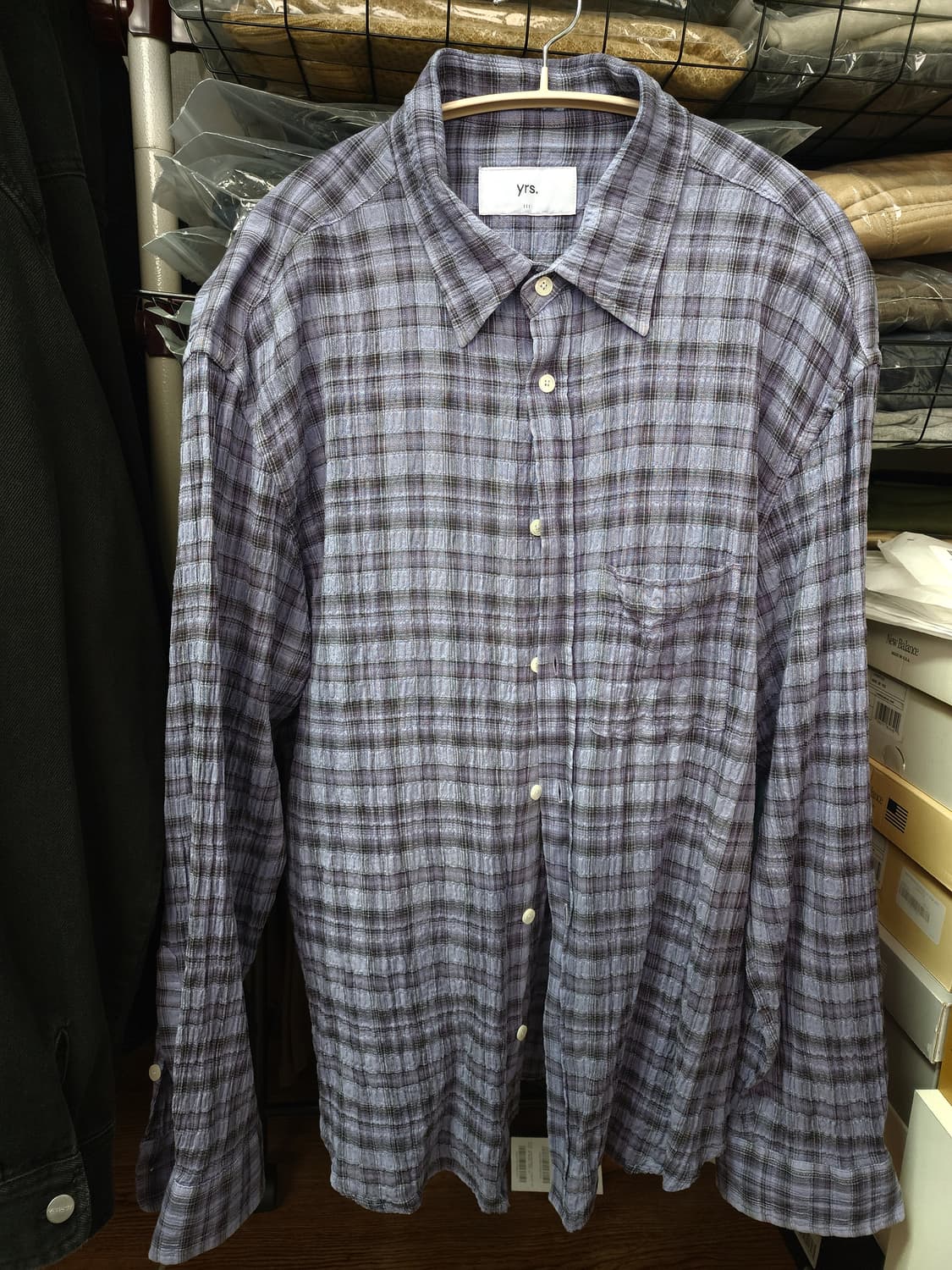 [3] 이얼즈어고 오버다이드 체크 포이카 셔츠 라벤더 상품이미지2