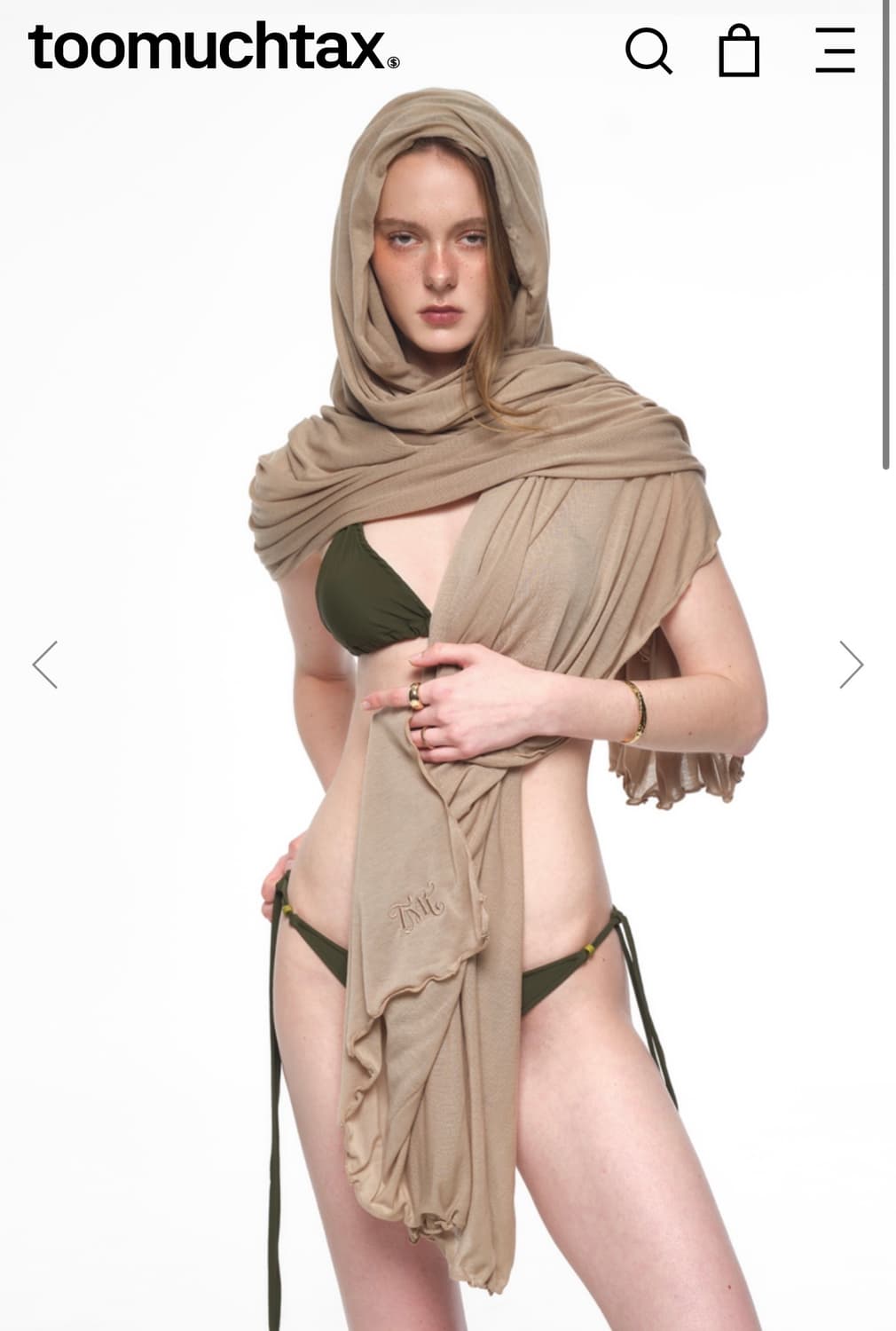 투머치택스 바디 숄 베이지 색상 (새제품) 나야와시 숄 상품이미지2