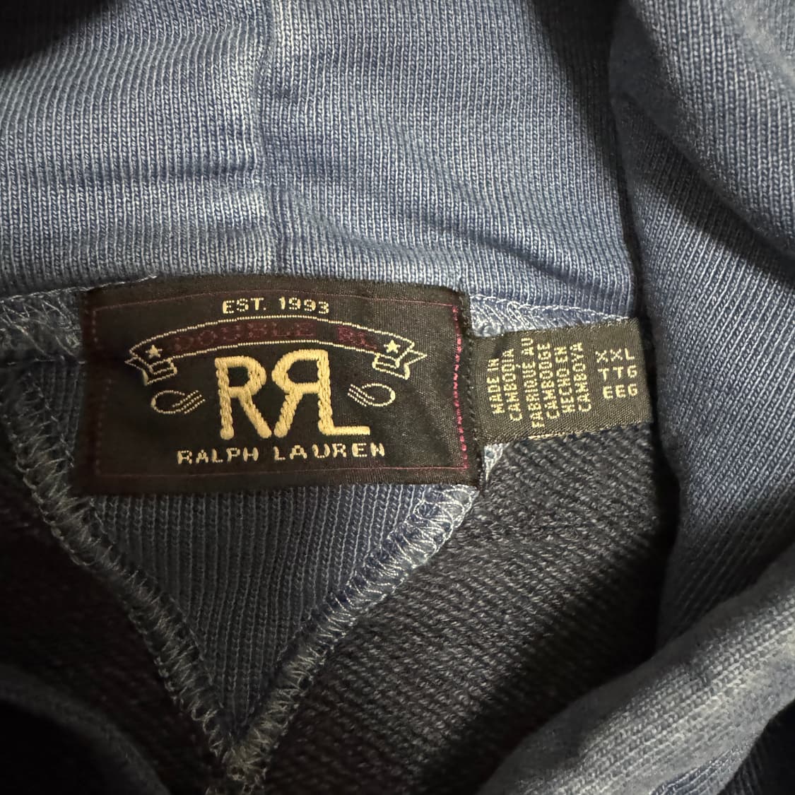RRL 가먼트 다이 프렌치 테리 후디 XXL 상품이미지2