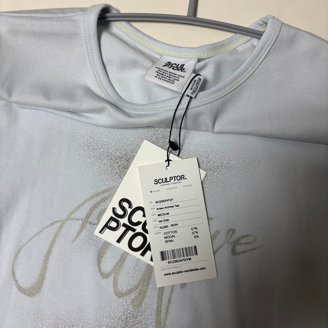 스컬프터 반팔티 Anew Archive Tee Ice Gray M사이즈 상품이미지5