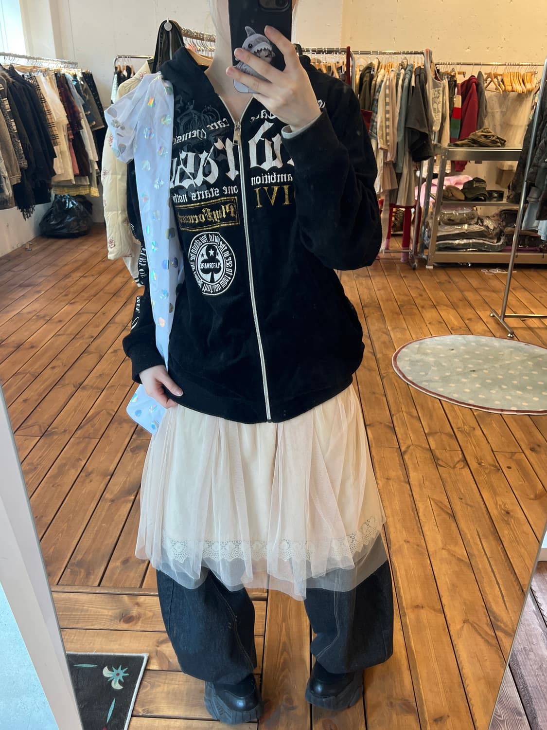 펑크 벨벳 후드집업 상품이미지4