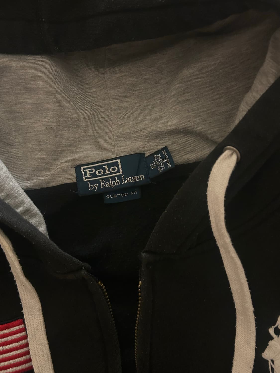 폴로 랄프로렌 빅포니 성조기 블랙 후드집업 남녀공용 L 상품이미지3