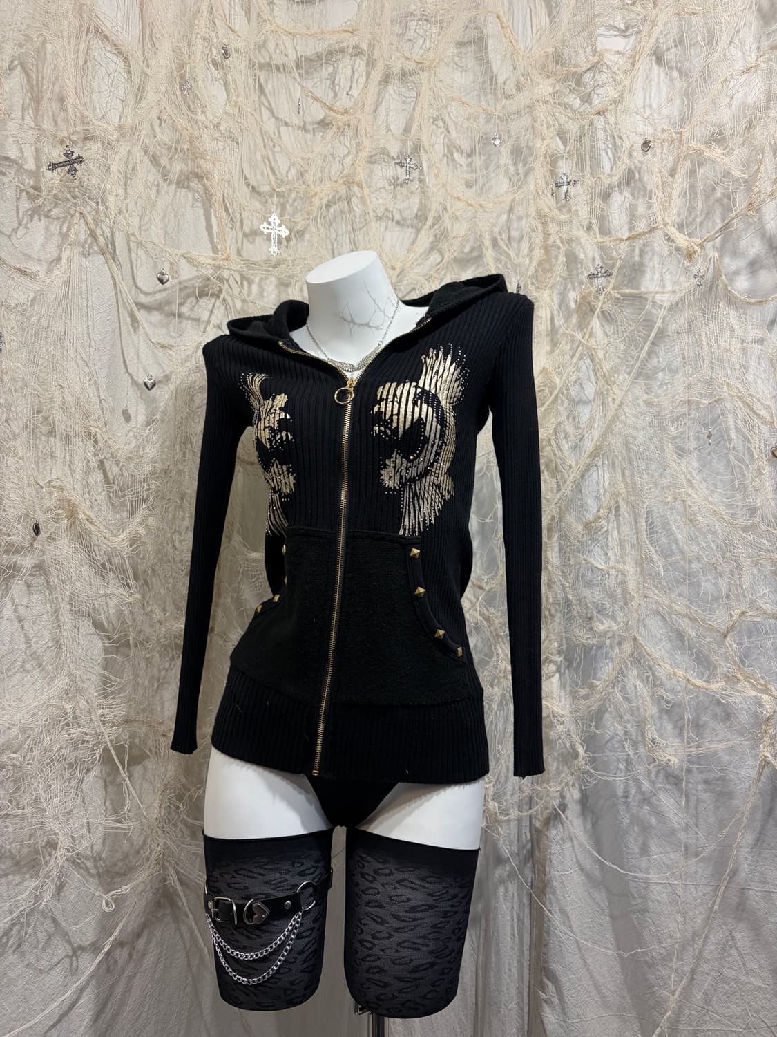 Y2K Gothic Oriental cubic hoodie zip up 상품이미지3