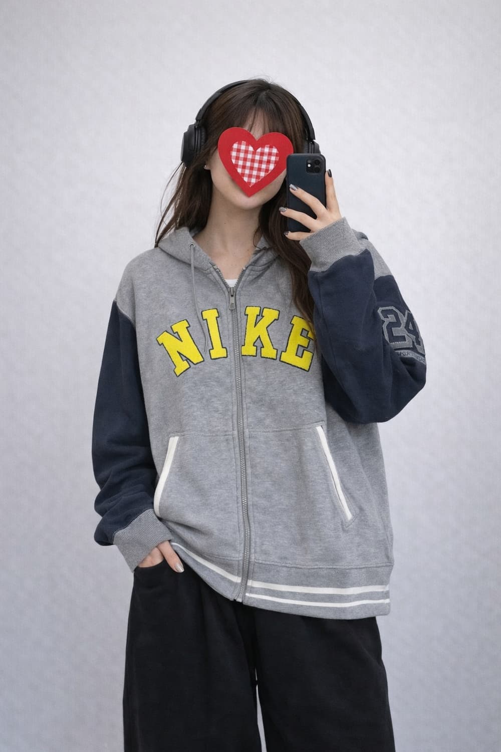 00s 올드스쿨 빈티지 나이키 스펠아웃 그레이 후드집업 y2k 상품이미지1