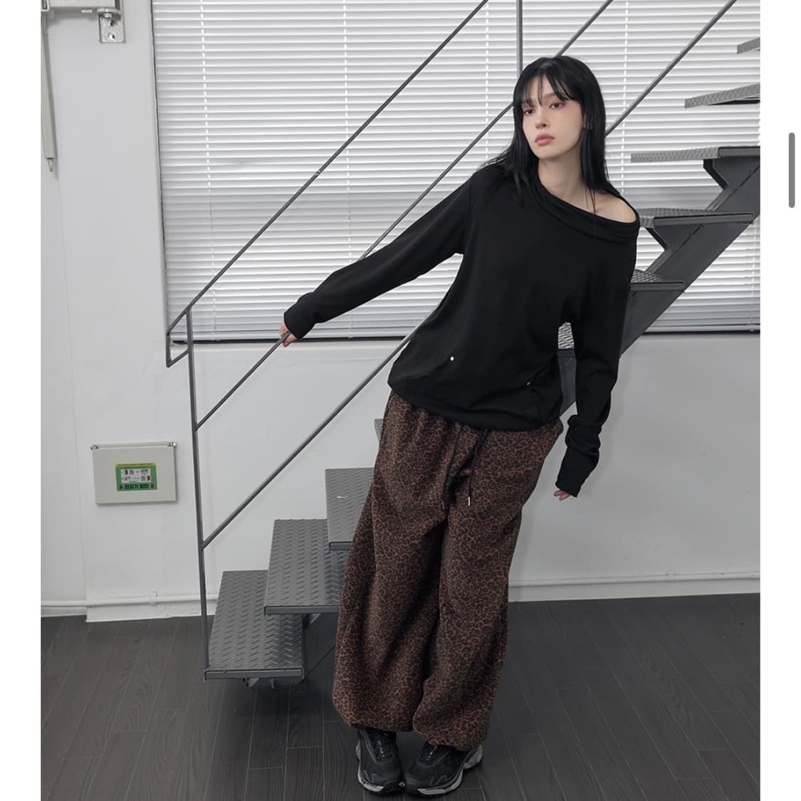 렌세 레오파드 후리스 와이드 팬츠 상품이미지5