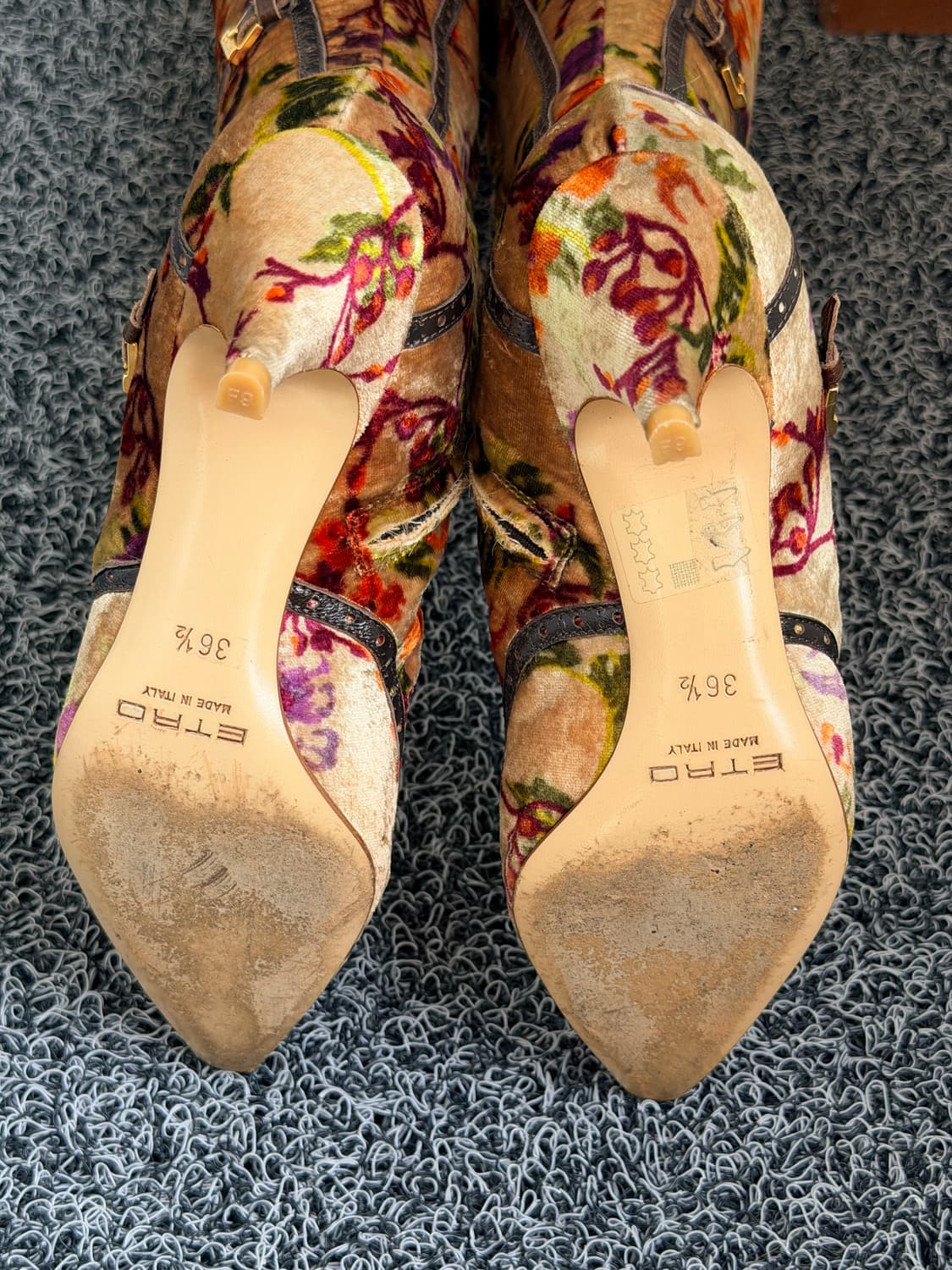 에트로(ETRO) 빈티지 플로럴 벨벳 & 레더 롱 부츠 (36.5) 상품이미지6