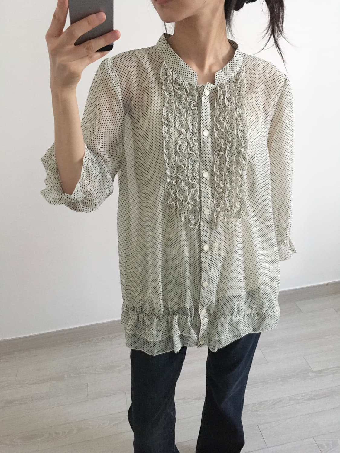 mini dot frill blouse 상품이미지6
