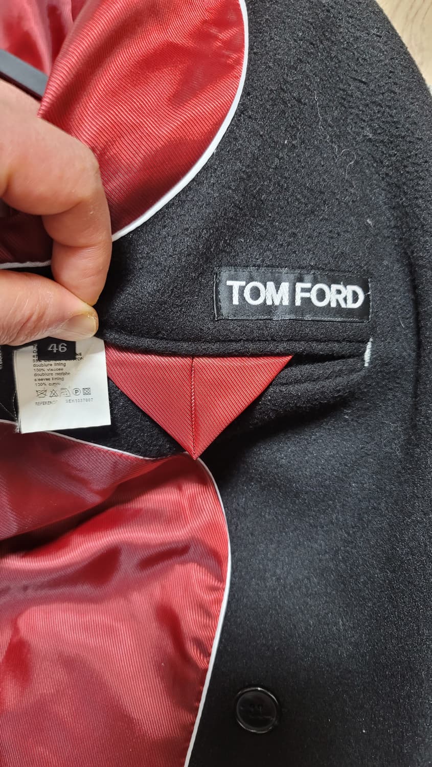 TOM FORD 톰 포드 더블 버튼 슬림핏 하프코트 자켓 블랙 EU46 상품이미지9