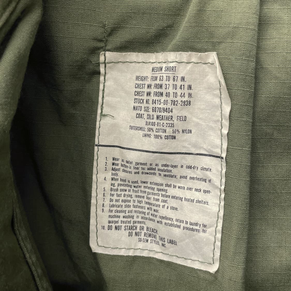 70s M-65 필드 자켓 오리지널 밀리터리 야상 자켓 N352 상품이미지10