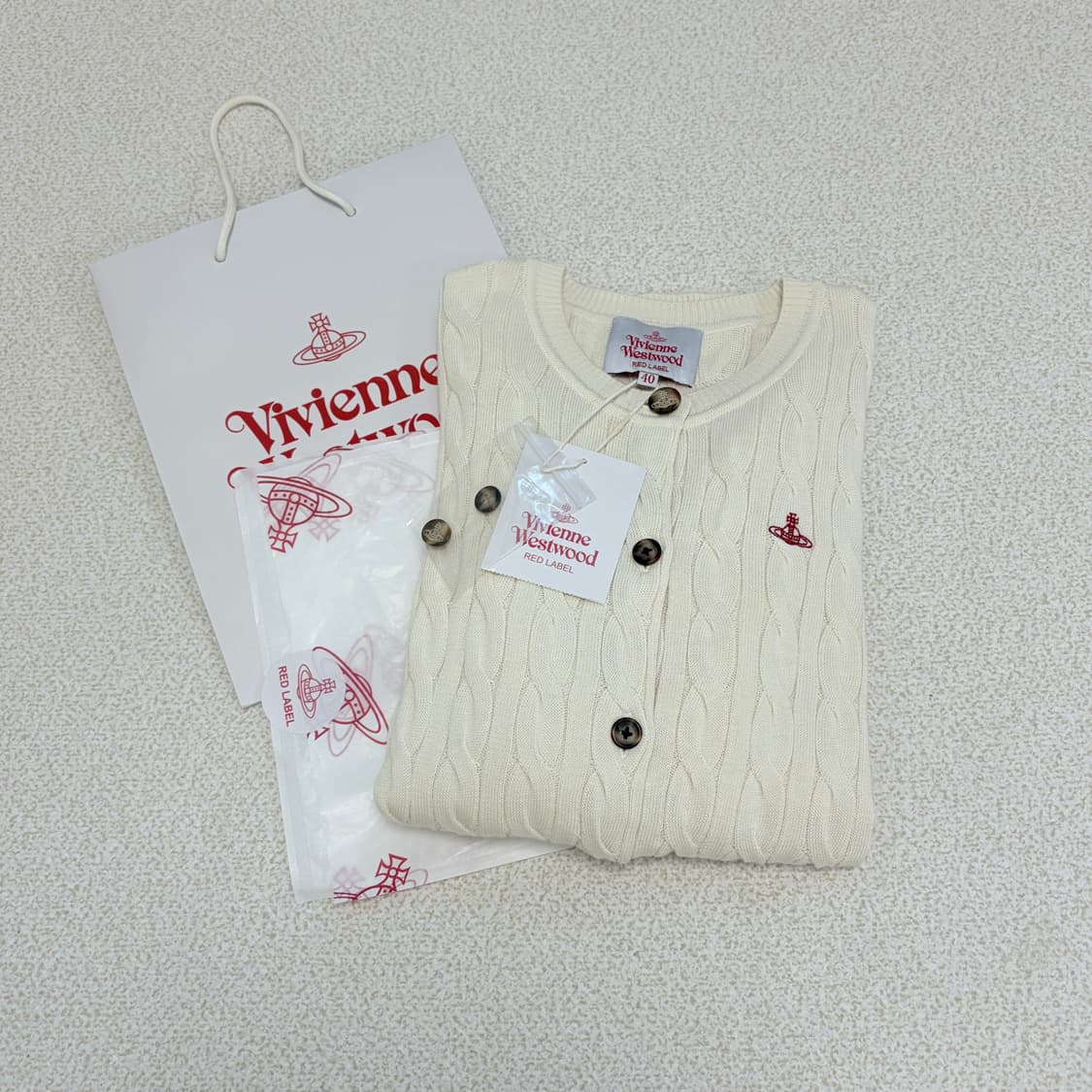 새상품 비비안웨스트우드 레드라벨 코튼 케이블 가디건 상품이미지1