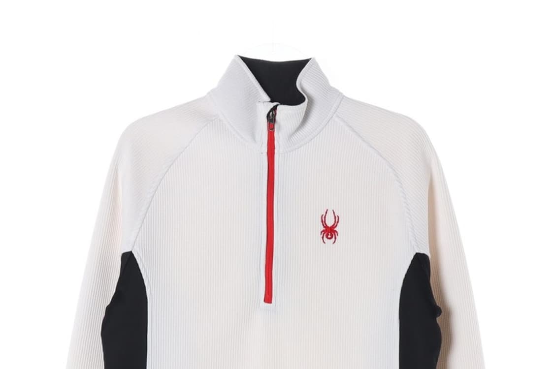 스파이더 화이트 배색 로고 자수 반집업 M 상품이미지3