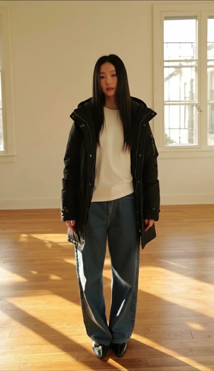 S] 착용샷O MOUSSY 마우지 모즈 퍼 안감 후드퍼 코트 자켓 상품이미지7