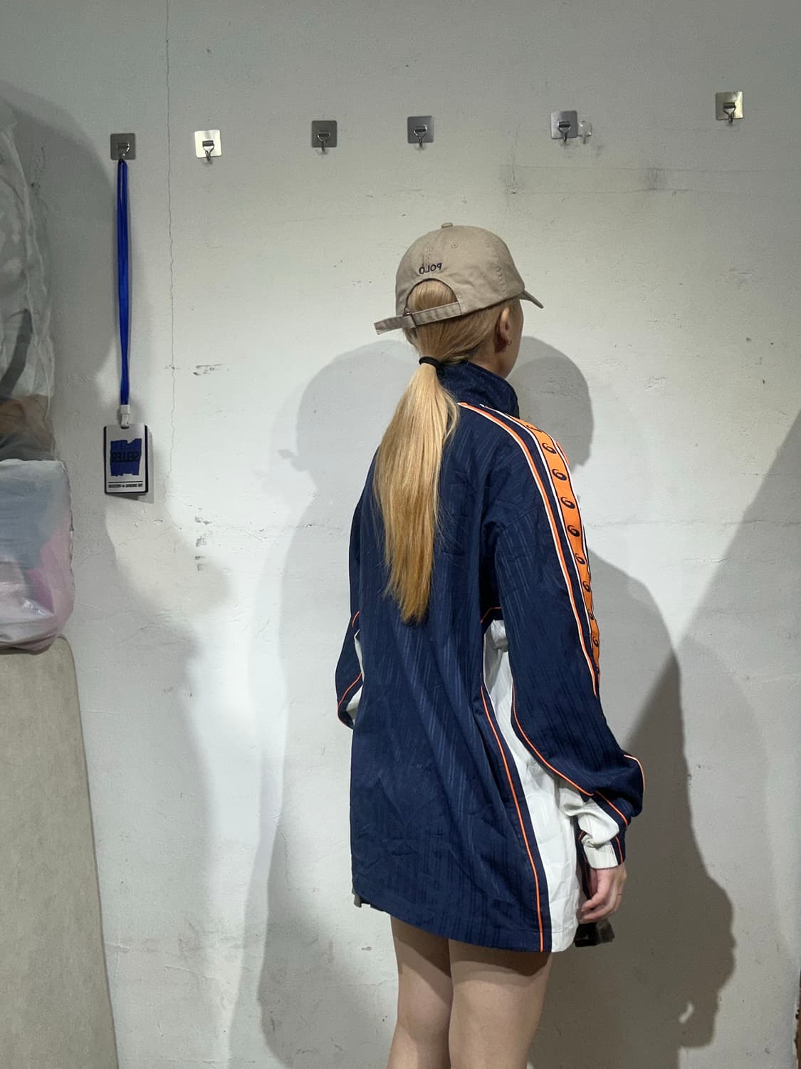 아식스 네이비 오렌지 사이드 라인 트랙탑 져지 L 상품이미지3