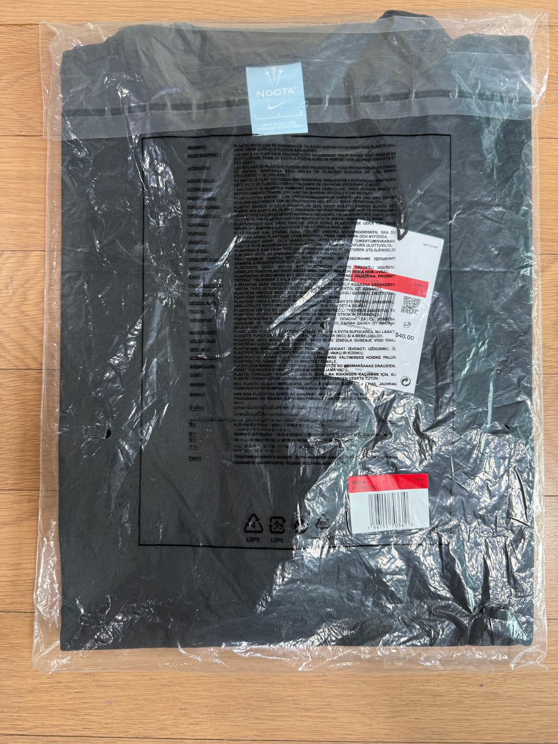 [L] 나이키 x NOCTA 녹타 블랭크 무지 반팔 티셔츠 블랙 드레이크 상품이미지4