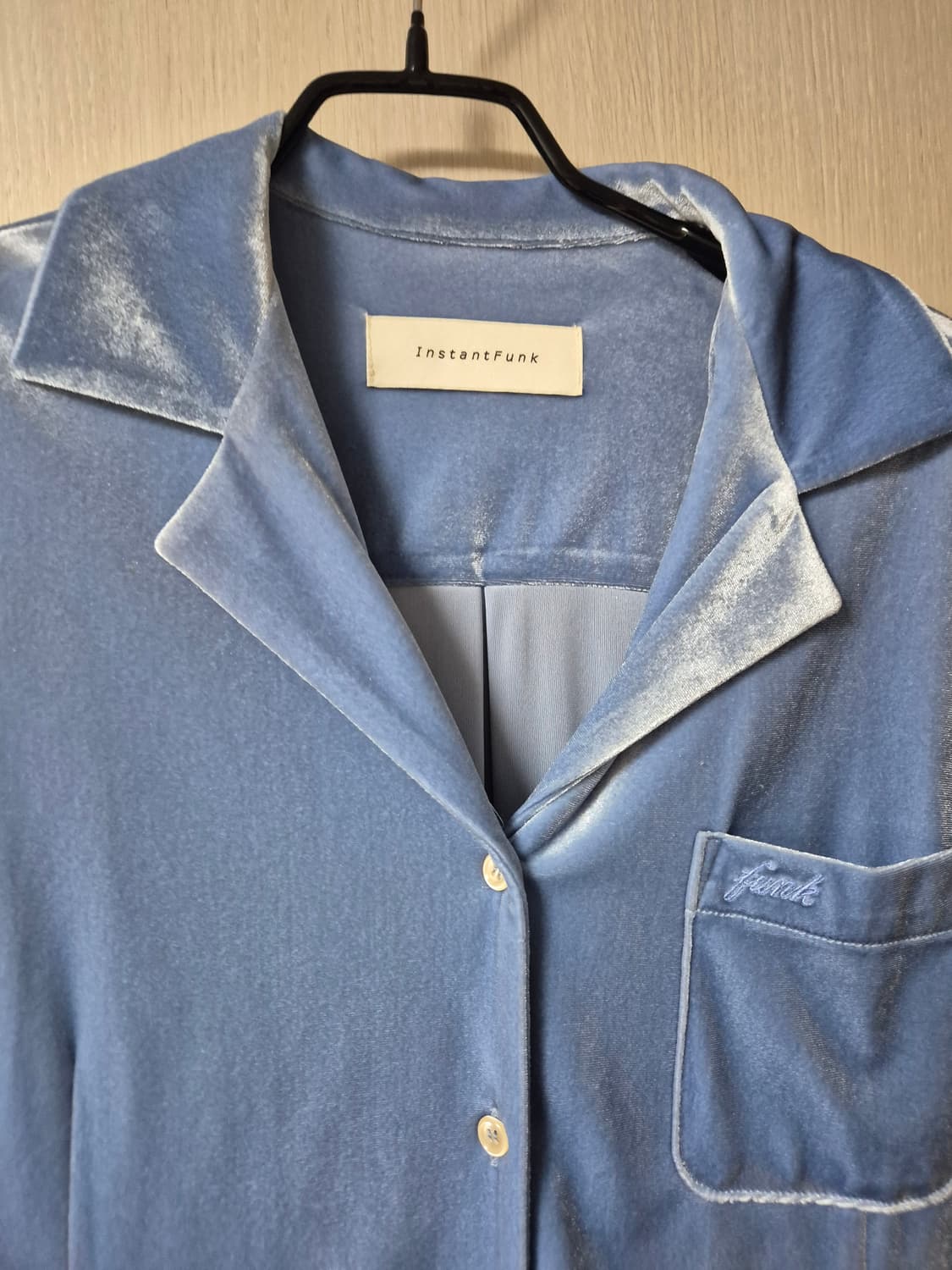 인스턴트펑크 베이직 자수  벨벳 셔츠 상품이미지5