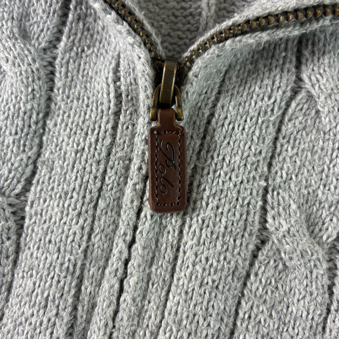 Polo  폴로 랄프로렌 신형 자수 코튼 그레이 꽈배기 반집업 니트  상품이미지4