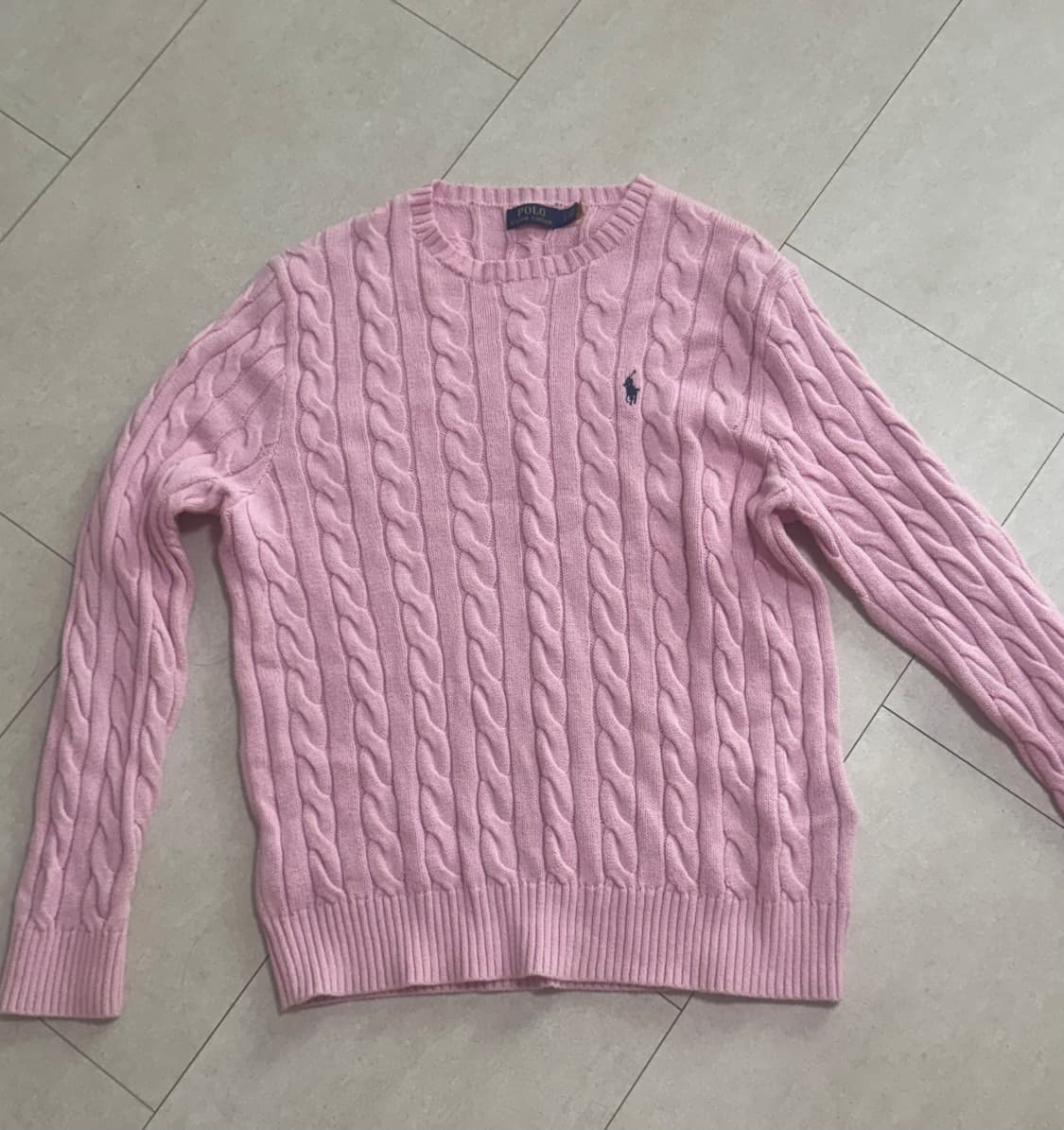 폴로 케이블니트 핑크 L 상품이미지5