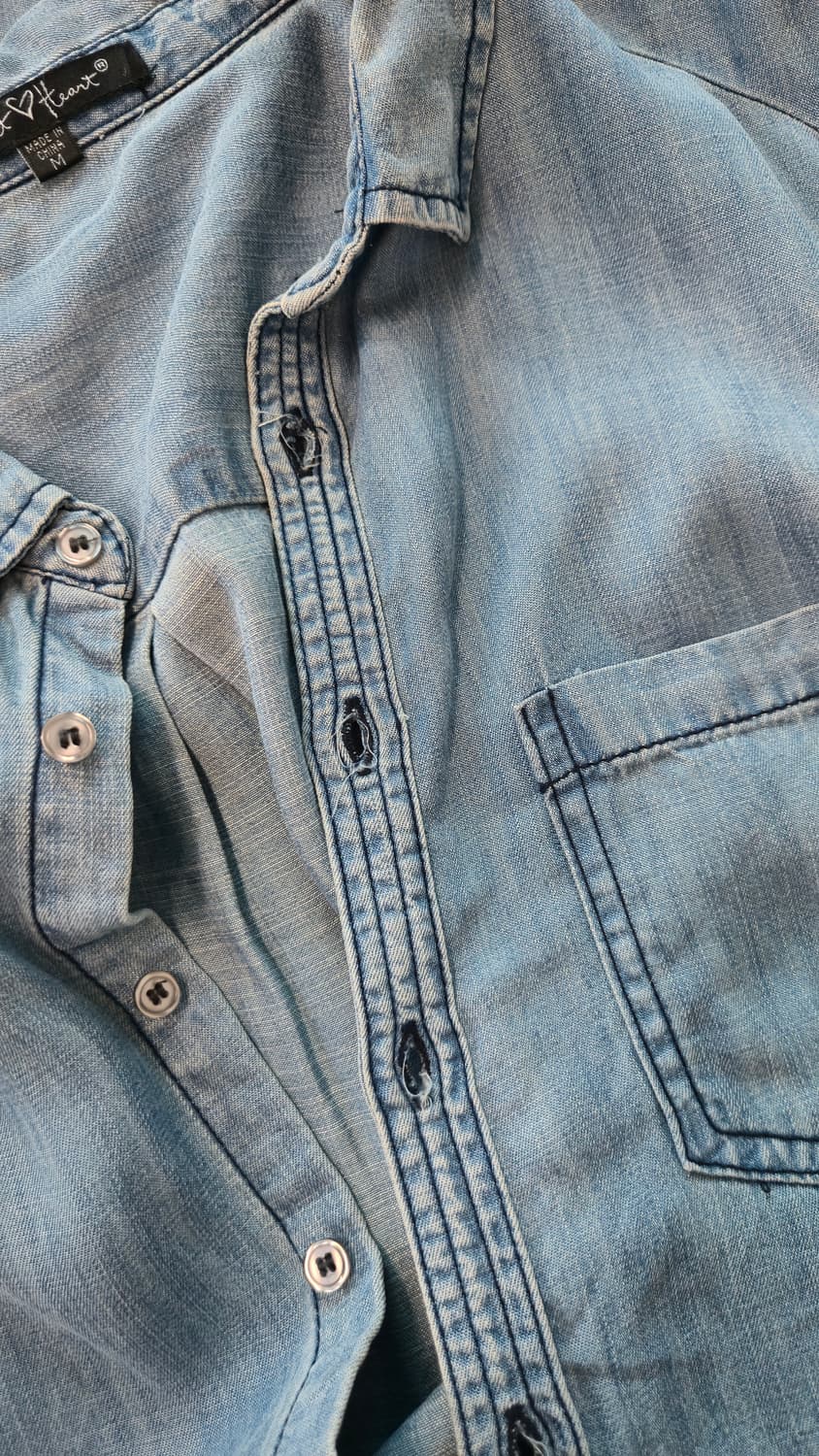 벨벳하트 텐셀 100 셔츠 원피스 M 연청 데님 튜닉 부드러운 상품이미지5