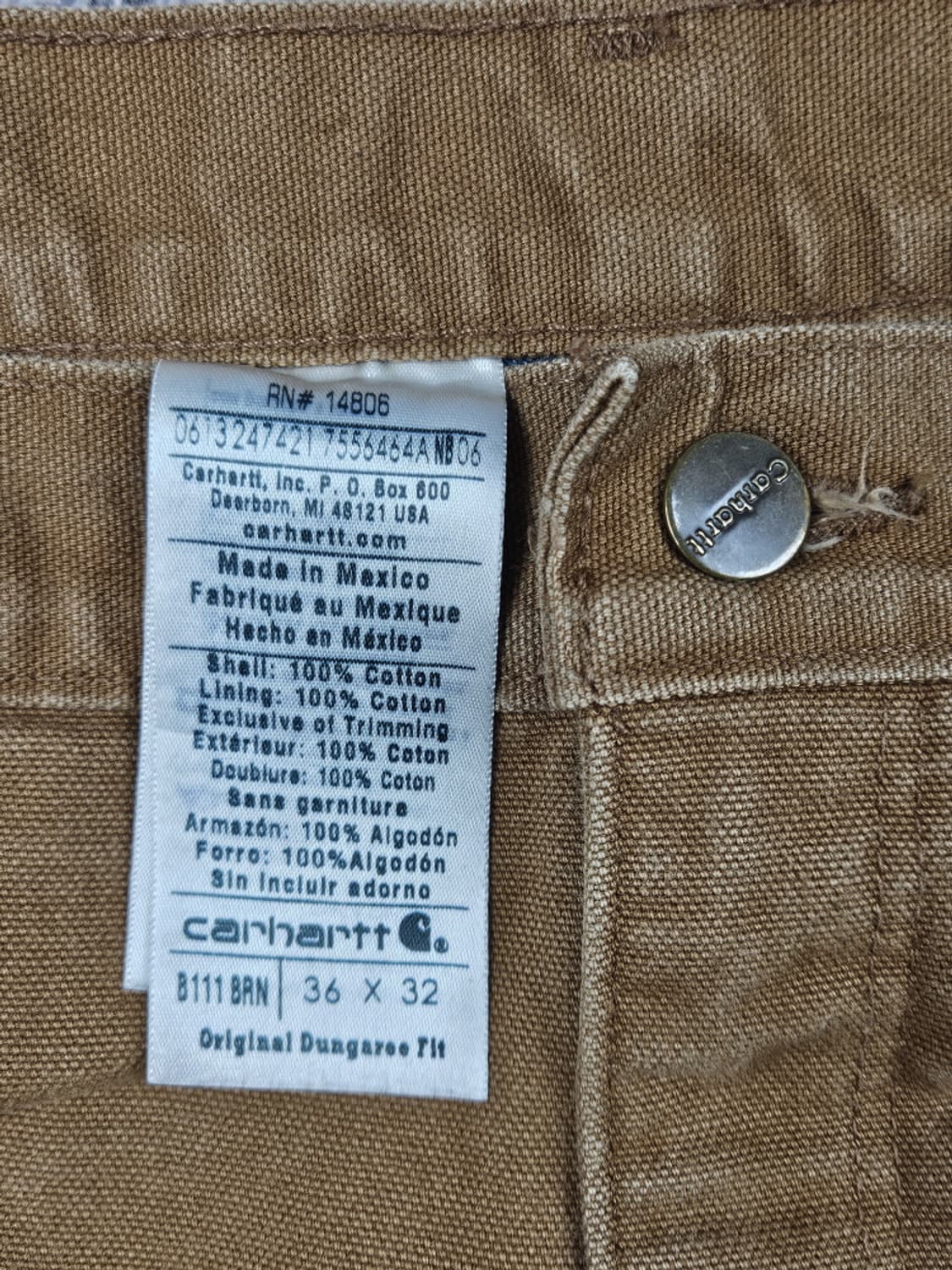 칼하트 헤비 플란넬 카펜터 캔버스 워크 팬츠 (36X32) / 10308 상품이미지8