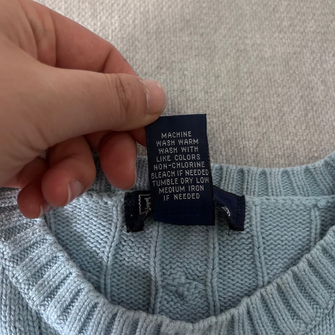 W 95 폴로랄프로렌 스카이블루 꽈배기 니트 상품이미지4