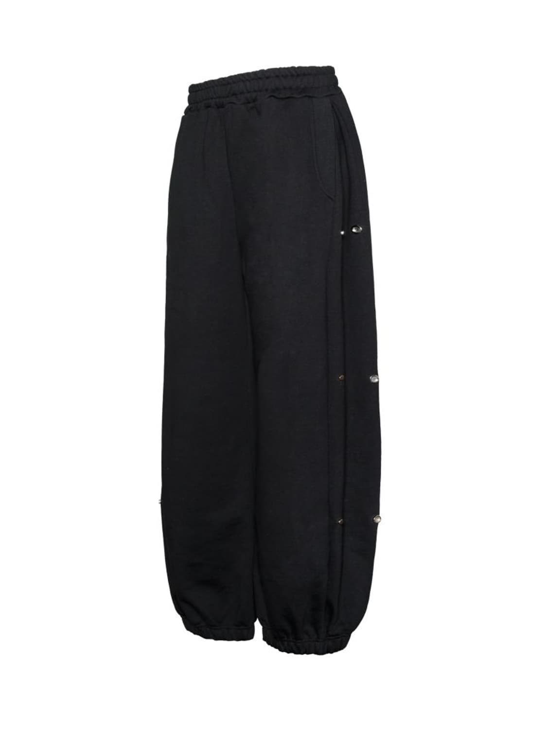 [S M] MJD 사이드 스냅 와이드 헤비 스웻 팬츠 블랙 상품이미지1