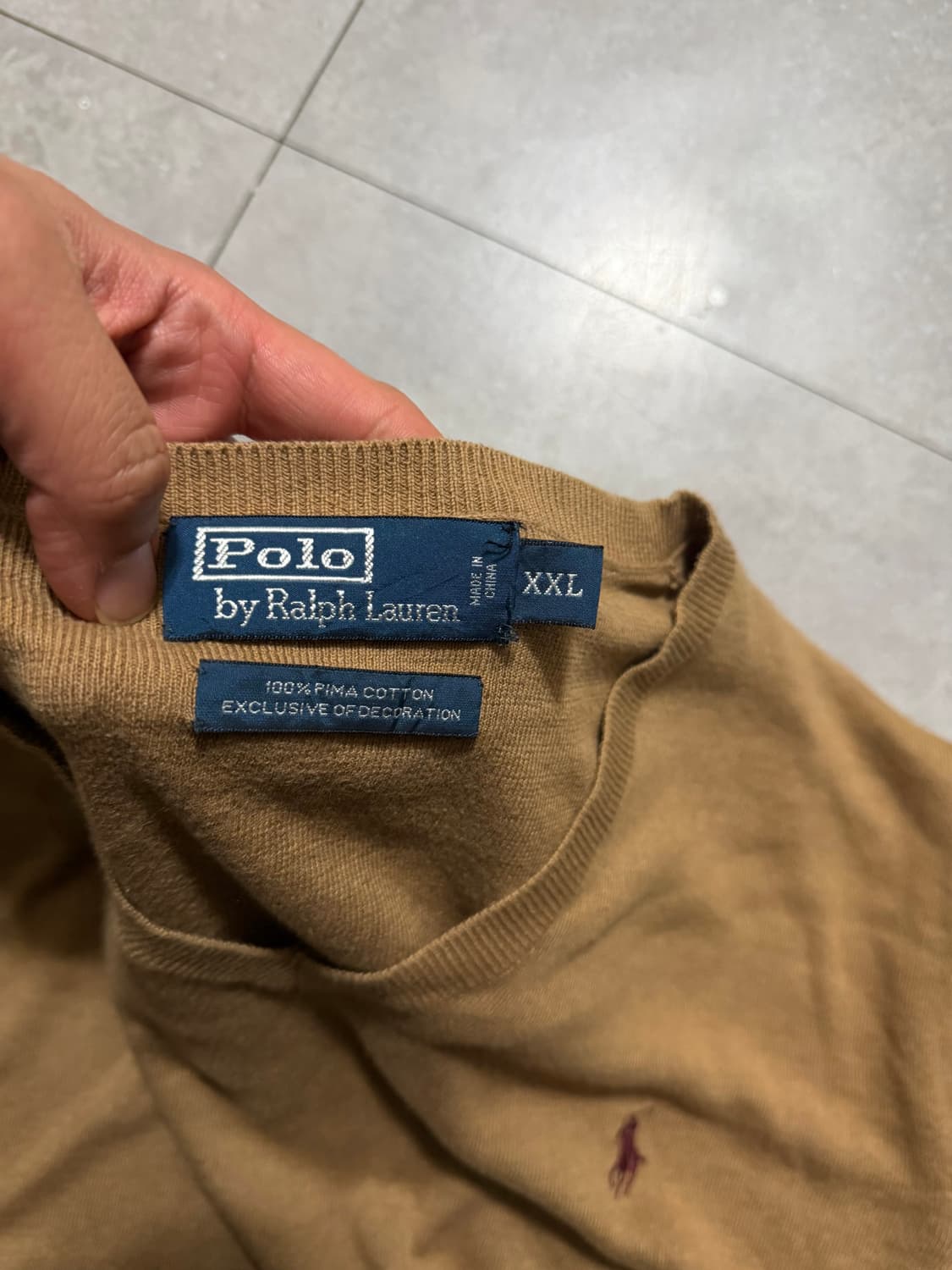 00s 랄프로렌 폴로 베이지컬러 피마코튼 빈티지 니트 110size  상품이미지4