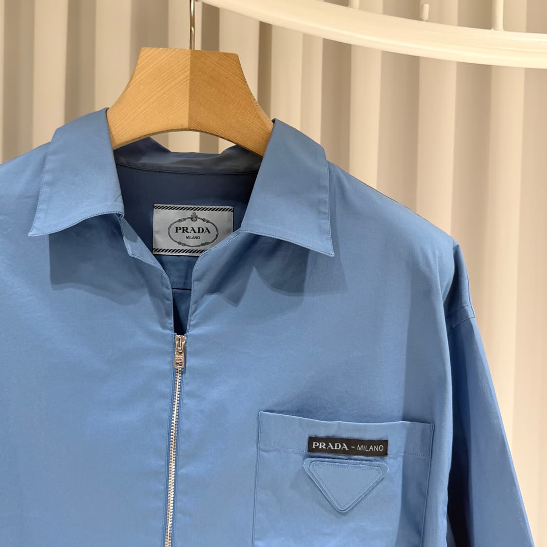 (A+/XXL) / 프라다 스트레치 코튼 볼링 셔츠 블루 상품이미지4