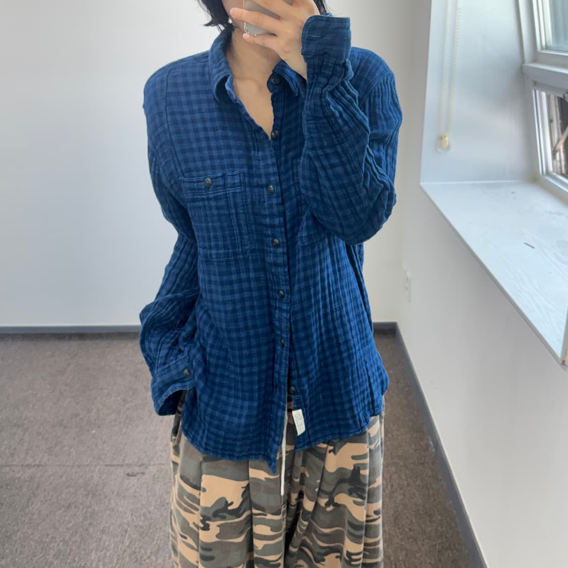 Polo 폴로 투포켓 블루 체크 코튼 셔츠  상품이미지2