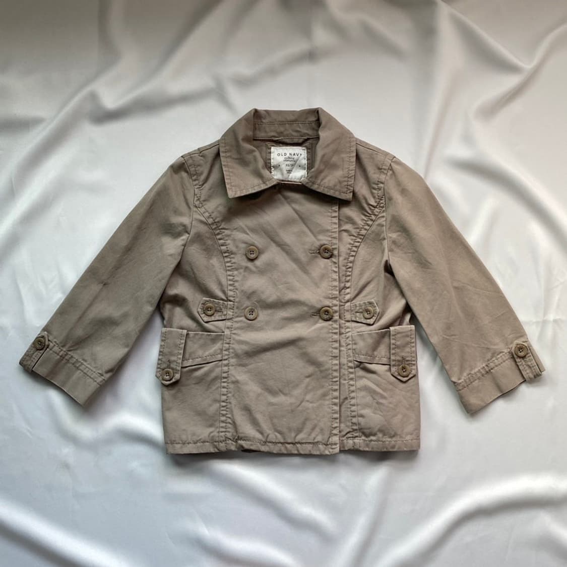 빈티지 카라 버튼 숏 자켓 / 코튼 코트 베이지 상품이미지1