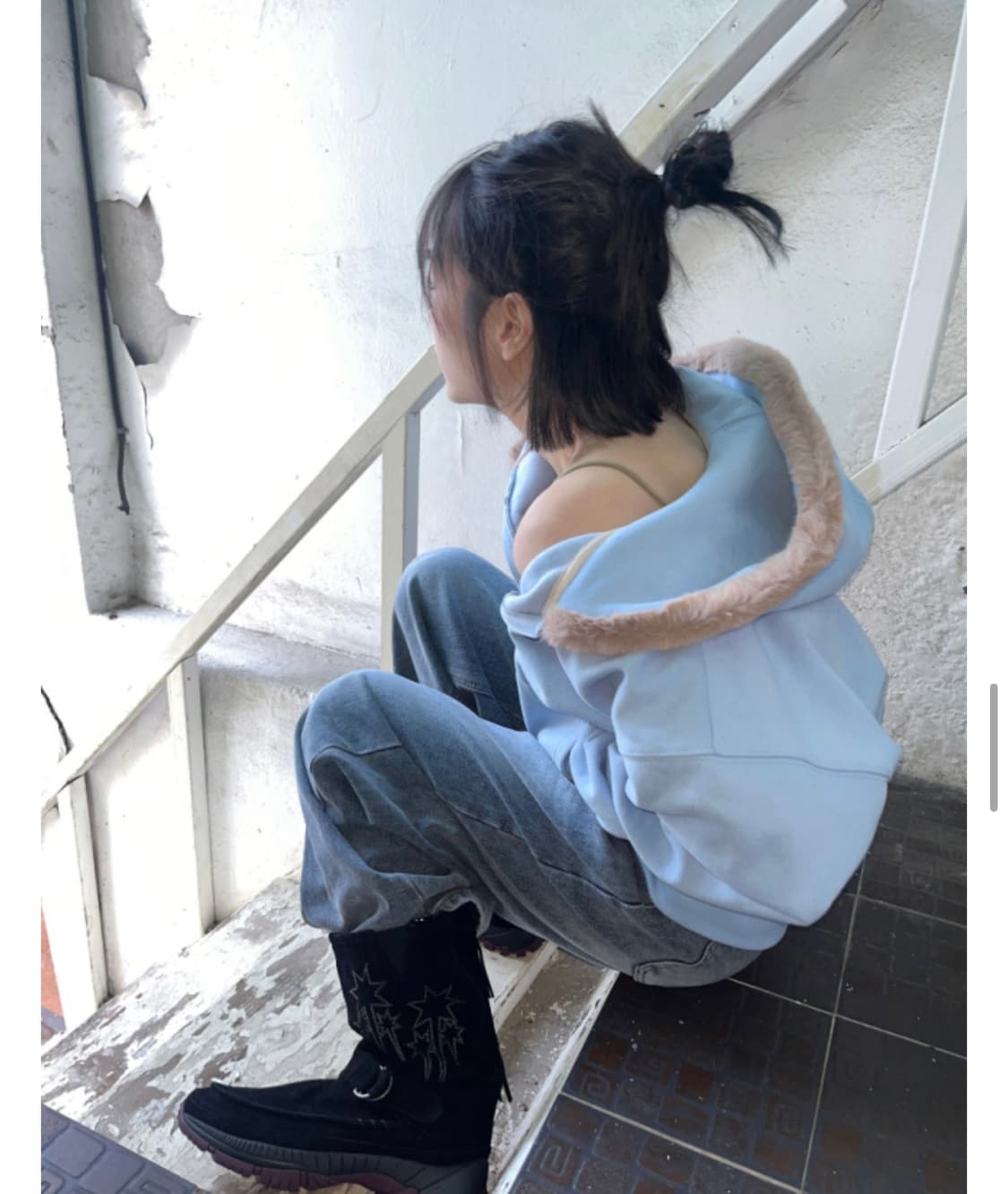 블루 퍼 후디 상품이미지3