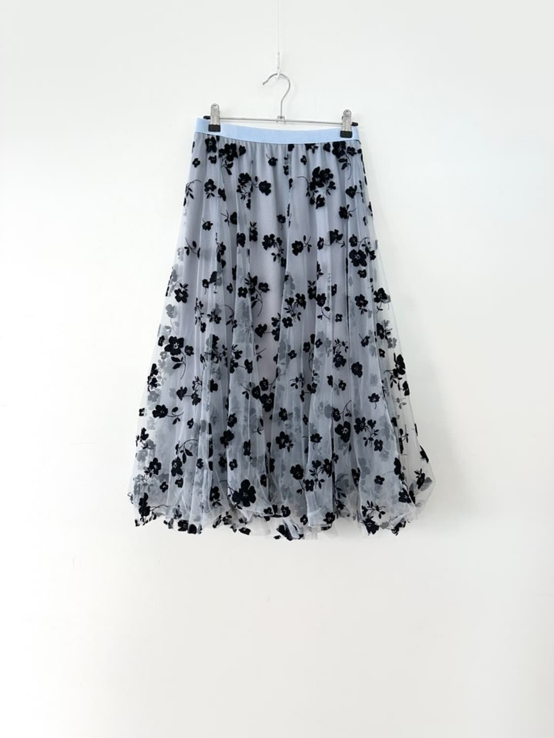 Spring flower tulle skirt / sky blue 상품이미지1