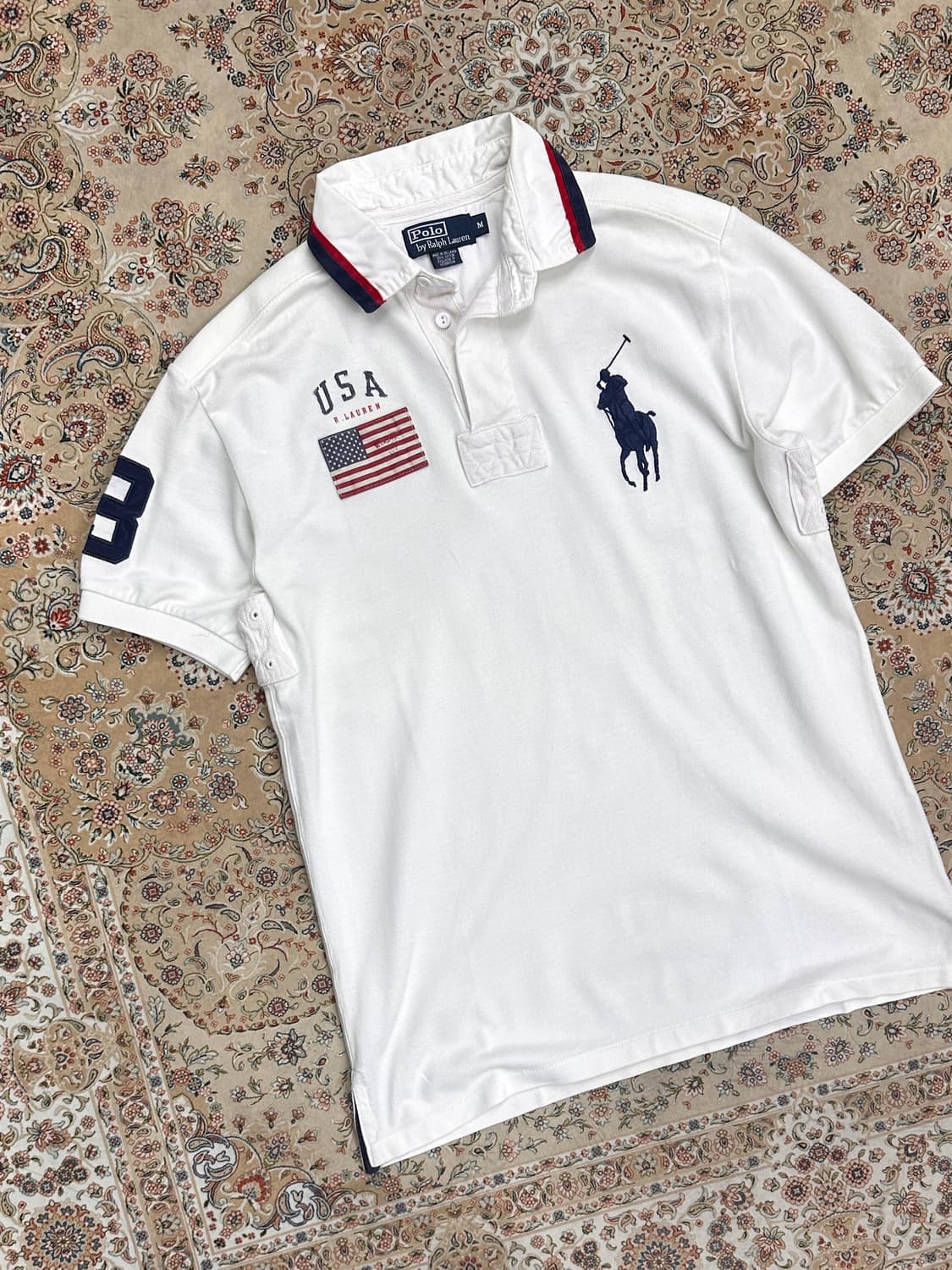 폴로 랄프로렌 성조기 USA 빅포니 배색 럭비 카라티 상품이미지4